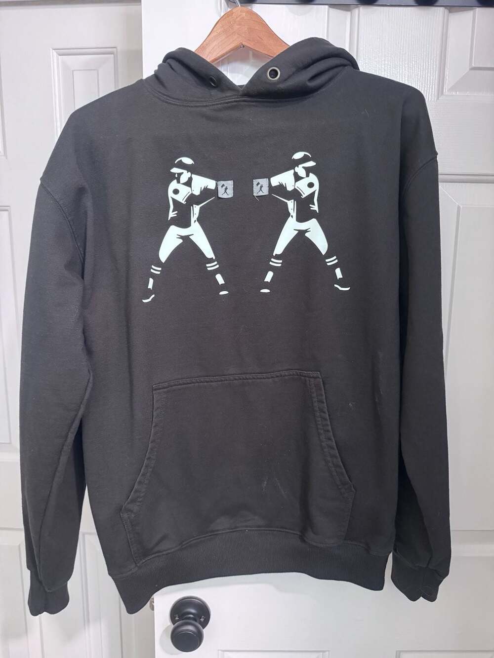 Baseballism Black Pullover Hoodie Sweatshirt Baseball Player Graphics Size M